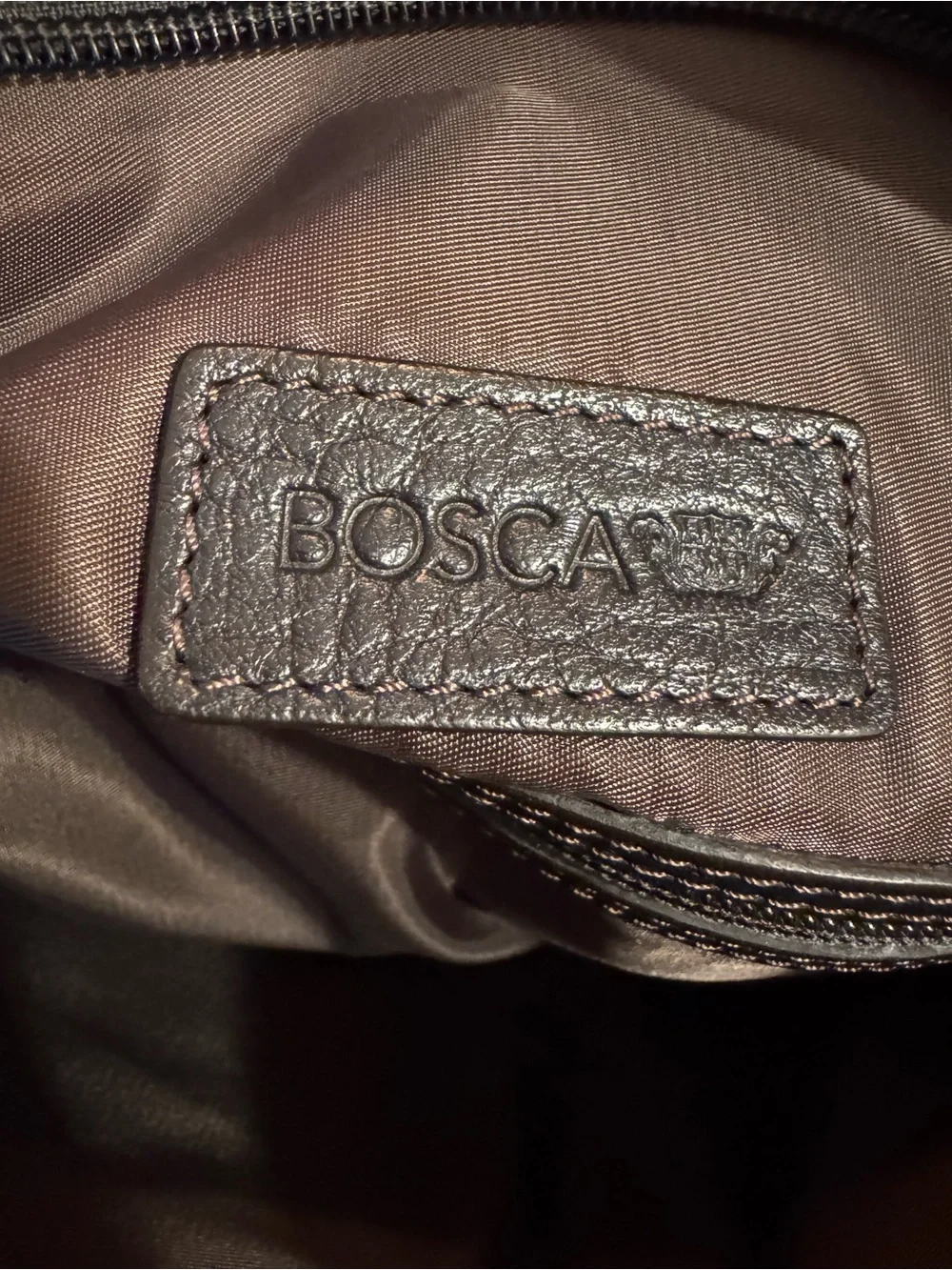 Bosca Brown Pebbled Leather Messenger Crossbody Bag Multi Pocket Work Travel